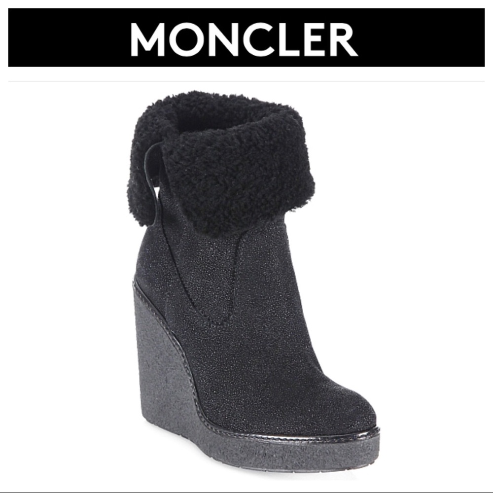 MONCLER REGINE BLACK SHEARLING BOOTIES NWOT SIZE 6
